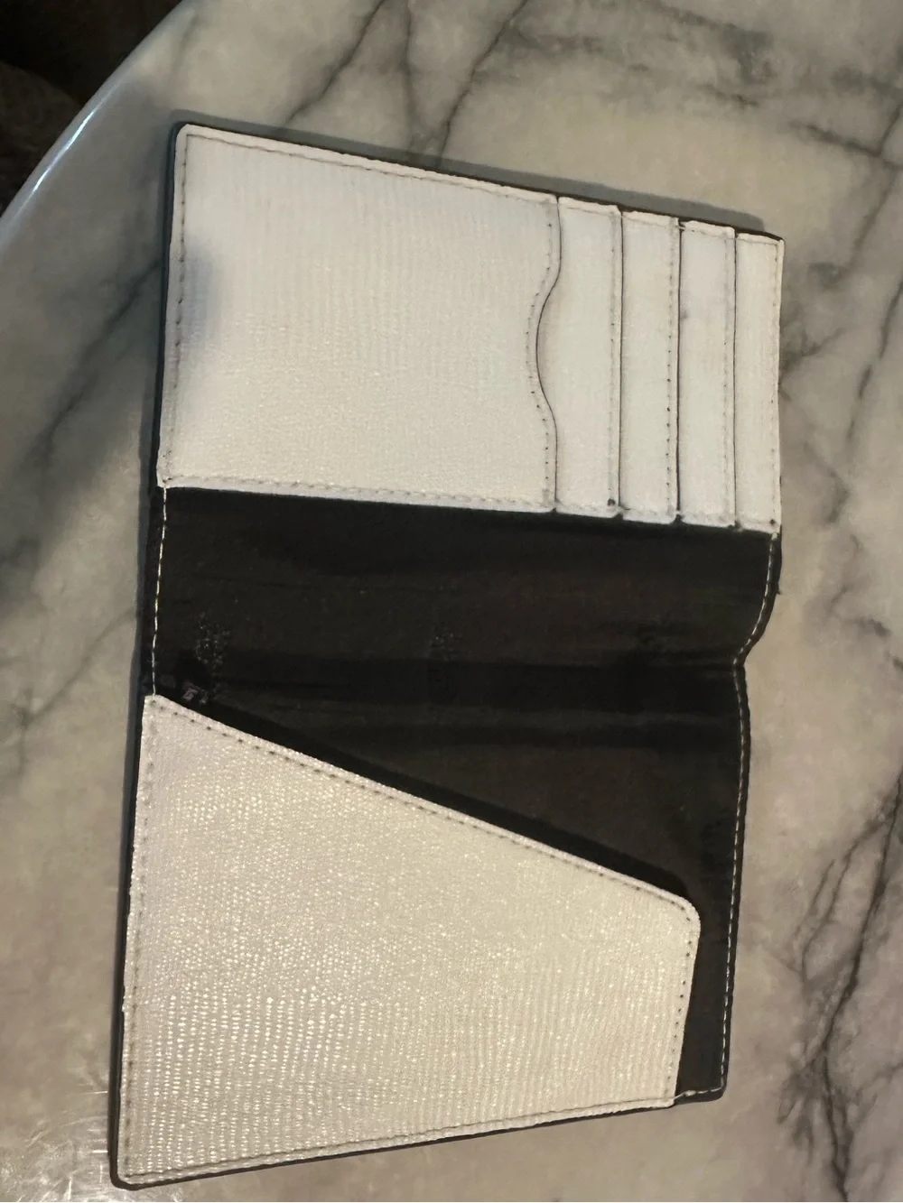 Victoria's Secret White Textured Passport Wallet with Metal Logo